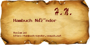 Hambuch Nándor névjegykártya